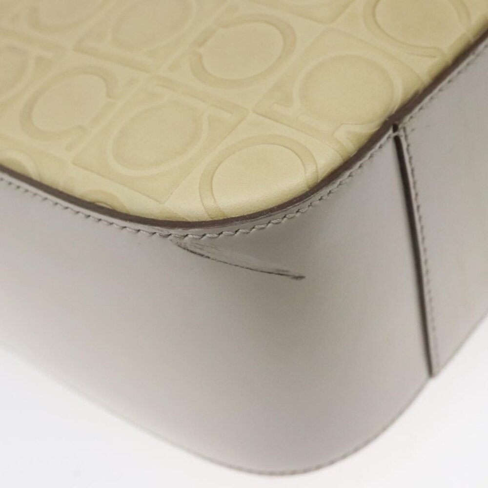 Authentic Salvatore Ferragamo Shoulder Bag Leather Beige - Picture 16 of 16
